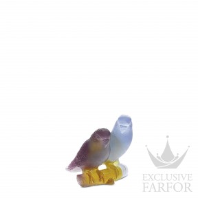 02681-1 Daum Perruche Статуэтка "Попугайчики - фиолетовый, синий, желтый" 10см
