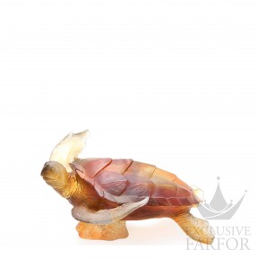 05699 Daum Mer de Corail (Нумерованная серия) Статуэтка "Морская черепаха - янтраный, серый" 25см