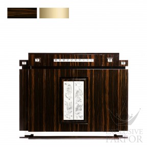 72124002 Lalique Merles et Raisins Комод барный с боковым ящиком "Эбеновое дерево, сатинированная золочением сталь" 146x56x118см