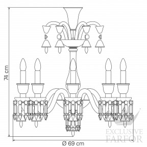 2606220 Baccarat Zenith Flou Люстра на 8 свечей 74 x 69см