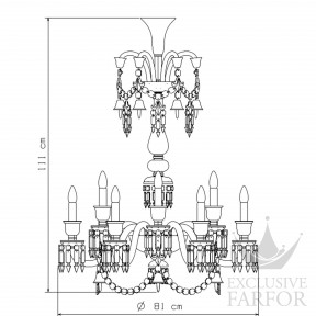 2607809 Baccarat Zenith Flou Люстра на 12 свечей (длинный) 111 x 81см