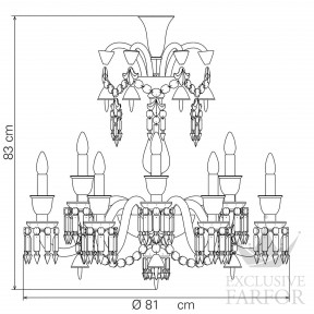 2607994 Baccarat Zenith Flou Люстра на 12 свечей 84 x 81см