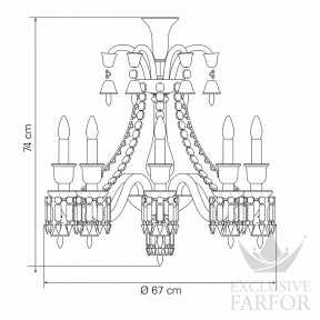 2608097 Baccarat Zenith Noir Люстра на 8 свечей 74 x 67см