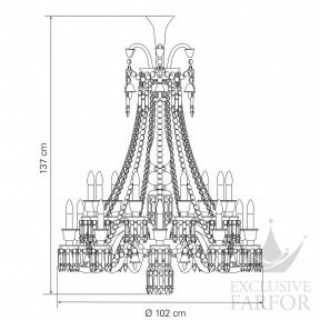 2608106 Baccarat Zenith Noir Люстра на 18 свечей (длинный) 137 x 102см