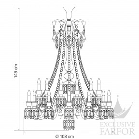 2608109 Baccarat Zenith Noir Люстра на 24 свечей (длинный) 149 x 108см