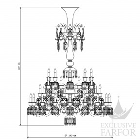 2608738 Baccarat Zenith Flou Люстра на 48 свечей 197 x 140см