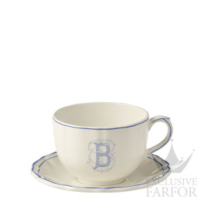 17101PJB26 Gien Filet Bleu Monogramme Чашка с блюдцем "B" 0,5л