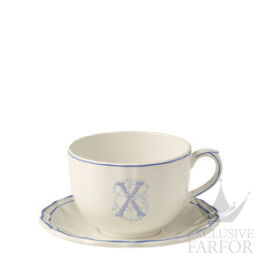 17101PJX26 Gien Filet Bleu Monogramme Чашка с блюдцем "X" 0,5л