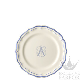 1710ADEA22 Gien Filet Bleu Monogramme Тарелка закусочная "A" 23,2см