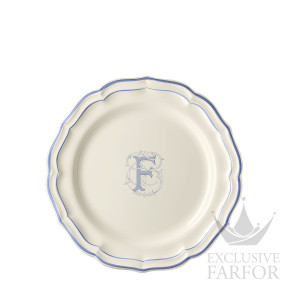 1710AEXF22 Gien Filet Bleu Monogramme Тарелка главная "F" 26см