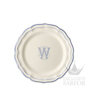 1710AEXW22 Gien Filet Bleu Monogramme Тарелка главная "W" 26см