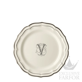 2029AEXV22 Gien Filet Manganese Monogramme Тарелка главная "V" 26см