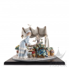01002023 Lladro High Porcelain (Лимитированная серия на 750 пред.)Статуэтка "Цветочный рынок" 40 х 50см