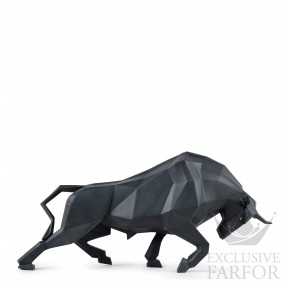 01009593 Lladro Animal Kingdom "Origami" Статуэтка "Бык (черный)" 26 х 50см