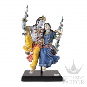 01002036 Lladro High Porcellaine (Лимитированная серия на 399 пред.) Статуэтка "Радха Кришна на качелях" 50 х 30см