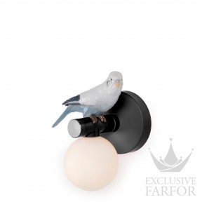 01024157 Lladro The Parrot Party Бра, настенные светильник "Попугай - правый (черный / белый / серый / синий)" 21 х 13см