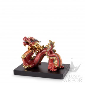 01009742 Lladro World Cultures "Lladro Chinese Zodiac Collection" (Лимитированная серия на 888 пред.) Статуэтка "Дракон (Красный / золотой)" 16 х 20см