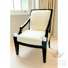 11294801 Lalique Panther (Нумерованная серия) Кресло "Черный лак, шелк слоновая кость" 73x78x101см