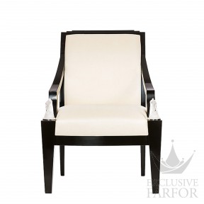 11294802 Lalique Longchamp (Нумерованная серия) Кресло "Черный лак, шелк слоновая кость" 73x78x101см