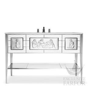 10637700 Lalique Causeuses (Нумерованная серия) Комод для ванной "Глянцевый никель, белый мрамор" 90x135x60см