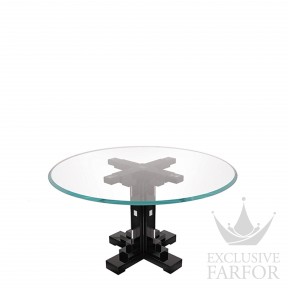 73112410 Lalique Raisins Обеденный стол круглый на 6 персон "Черный лак" 140x76см