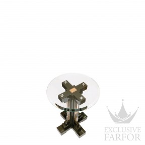 73382410 Lalique Raisins Столик круглый со стеклянной столешницей "Зелёный лак, золотистый хрусталь" 50x65см