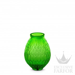 10758300 Lalique Plumes Ваза "Зеленый" 14,7см