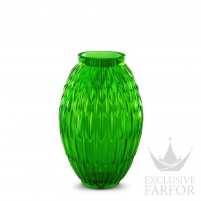 10758500 Lalique Plumes Ваза "Зеленый" 26,5см