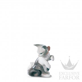 01005236 Lladro Animal Kingdom "Like cat and dog"Статуэтка "Кошка и мышка" 8 x 7см