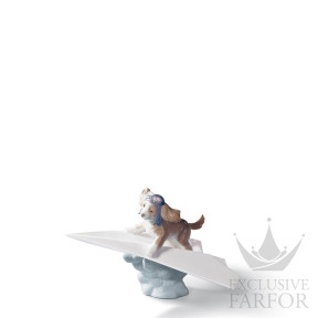 01006665 Lladro Animal Kingdom "Like cat and dog"Статуэтка "Унесемся прочь!" 12 x 19см