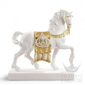01007186 Lladro Animal KingdomСтатуэтка "Дворцовый конь (золотой Re-Deco)" 42 x 40см
