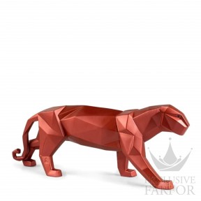 01008750 Lladro Animal Kingdom "Origami" Статуэтка "Пантера (красный)" 19 х 50см