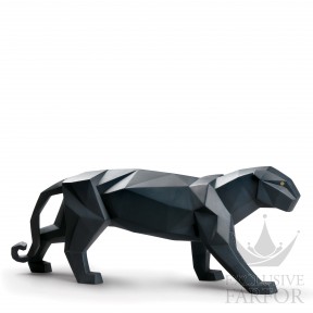 01009299 Lladro Animal Kingdom "Origami"Статуэтка "Пантера (черный)" 19 х 50см