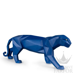 01009456 Lladro Animal Kingdom "Origami"Статуэтка "Пантера (синий)" 19 х 50см