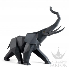 01009559 Lladro Animal Kingdom "Origami" Статуэтка "Слон (черный)" 43 х 52см