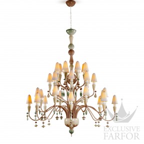 01023840 Lladro Ivy & Seed Люстра на 32 свечей (розовый / зеленый) 183 х 150см