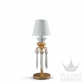 01023324 Lladro Belle de Nuit Лампа настольная (белый / золотой) 28 х 9см