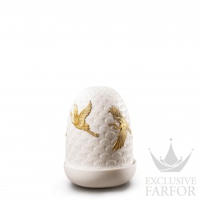 01023923 Lladro Dome Лампа настольная "Журавли (белый / золотой)" 15 х 11см