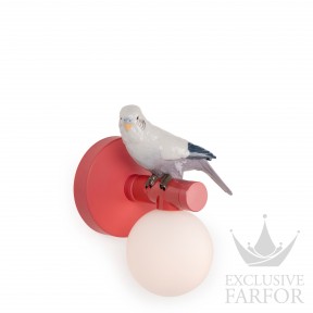 01024050 Lladro The Parrot Party Бра, настенные светильник "Попугай - левый (красный / белый / серый / синий)" 21 х 15см