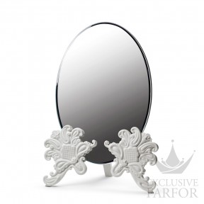 01007829 Lladro Vanity Зеркало настольное "Vanity (белый)" 41 x 29см