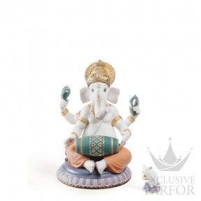 01007184 Lladro Spirituality "Hinduism" (Лимитированная серия на 3000 пред.)Статуэтка "Ганеша с барабаном" 23 x 18см