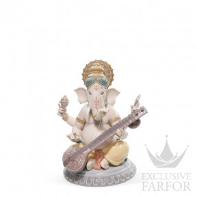 01008288 Lladro Spirituality "Hinduism"Статуэтка "Ганеша с виной II" 23 x 19см