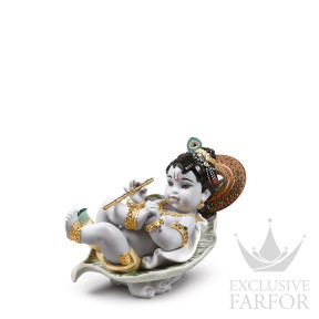 01009370 Lladro Spirituality "The Spirit of India"Статуэтка "Кришна на листе" 15 х 21см