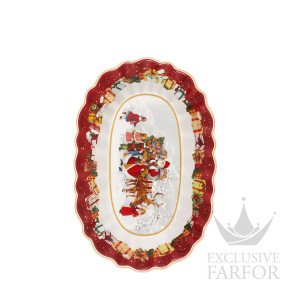 Чаша овальная "Санта с детьми" 30,5см