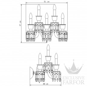 2808469 Baccarat Zenith Noir Бра, настенный светильник на 5 ламп 47 x 38 x 51см