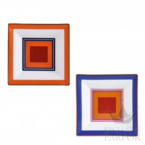 1845-22989 Bernardaud Damier Чаша квадратная "Оранжевый, синий" 10х10см