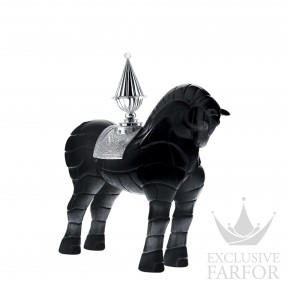 03616 Daum Hilton McConnico (Лимитированная серия на 375 пред.) Статуэтка "Конь, носитель огня - черный, серебряный" 31см