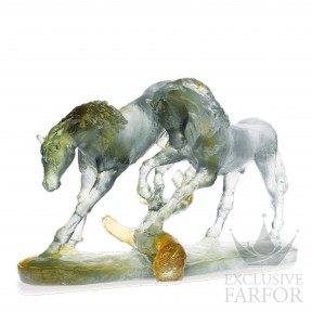 03197 Daum Cheval (Лимитированная серия на 1000 пред.) Статуэтка "Любовь лошадей - янтарный, серый, зеленый" 45см