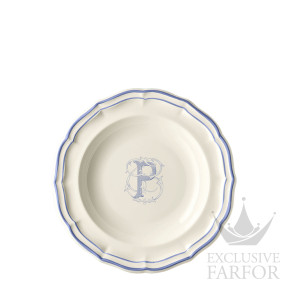 1710ACRP22 Gien Filet Bleu Monogramme Тарелка глубокая "P" 22,5см