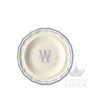 1710ACRW22 Gien Filet Bleu Monogramme Тарелка глубокая "W" 22,5см